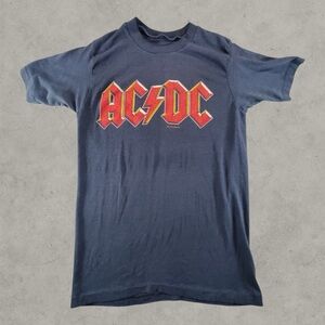 Vintage AC/DC Shirt Mens Small Black 1980 80s Europe Tour Back In Black Band Tee